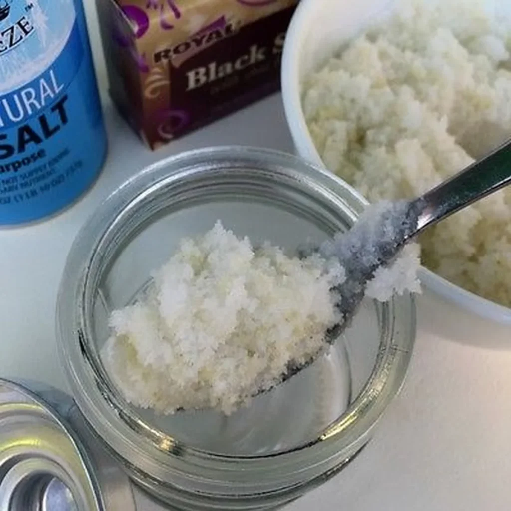 DIY sea salt scrub with African Black Soap ingredients