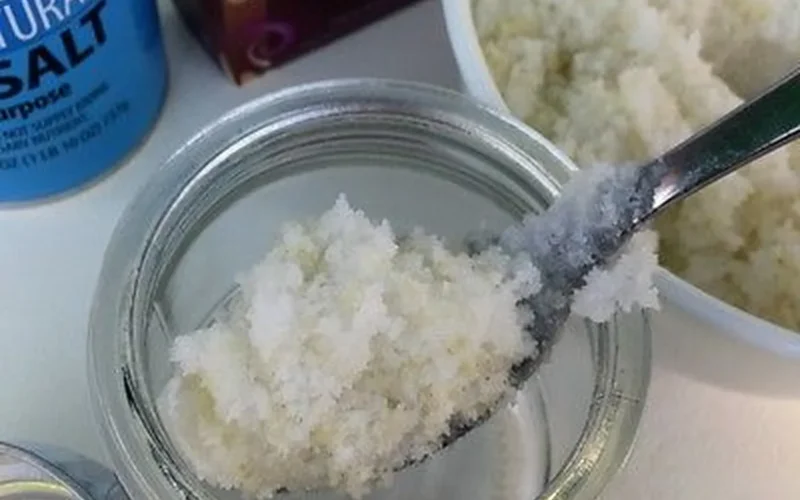 DIY sea salt scrub with African Black Soap ingredients