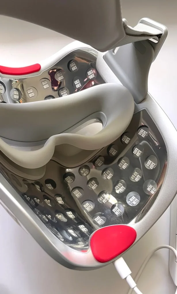 Ulike ReGlow LED mask with glowing light therapy on face
