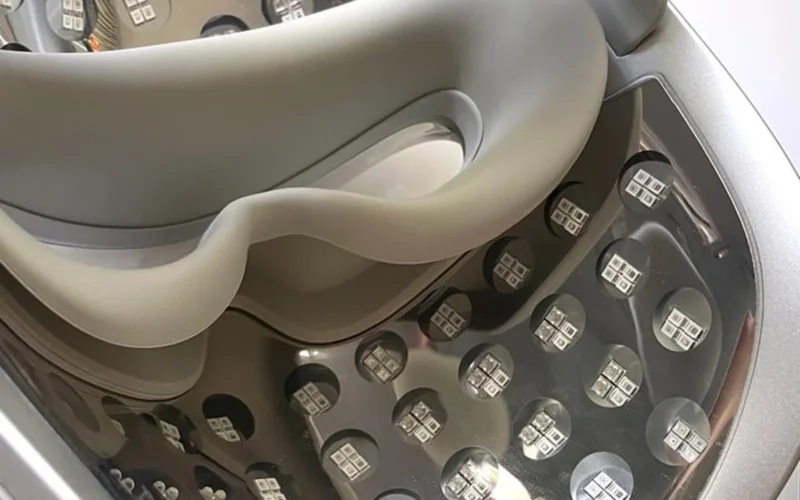 Ulike ReGlow LED mask with glowing light therapy on face