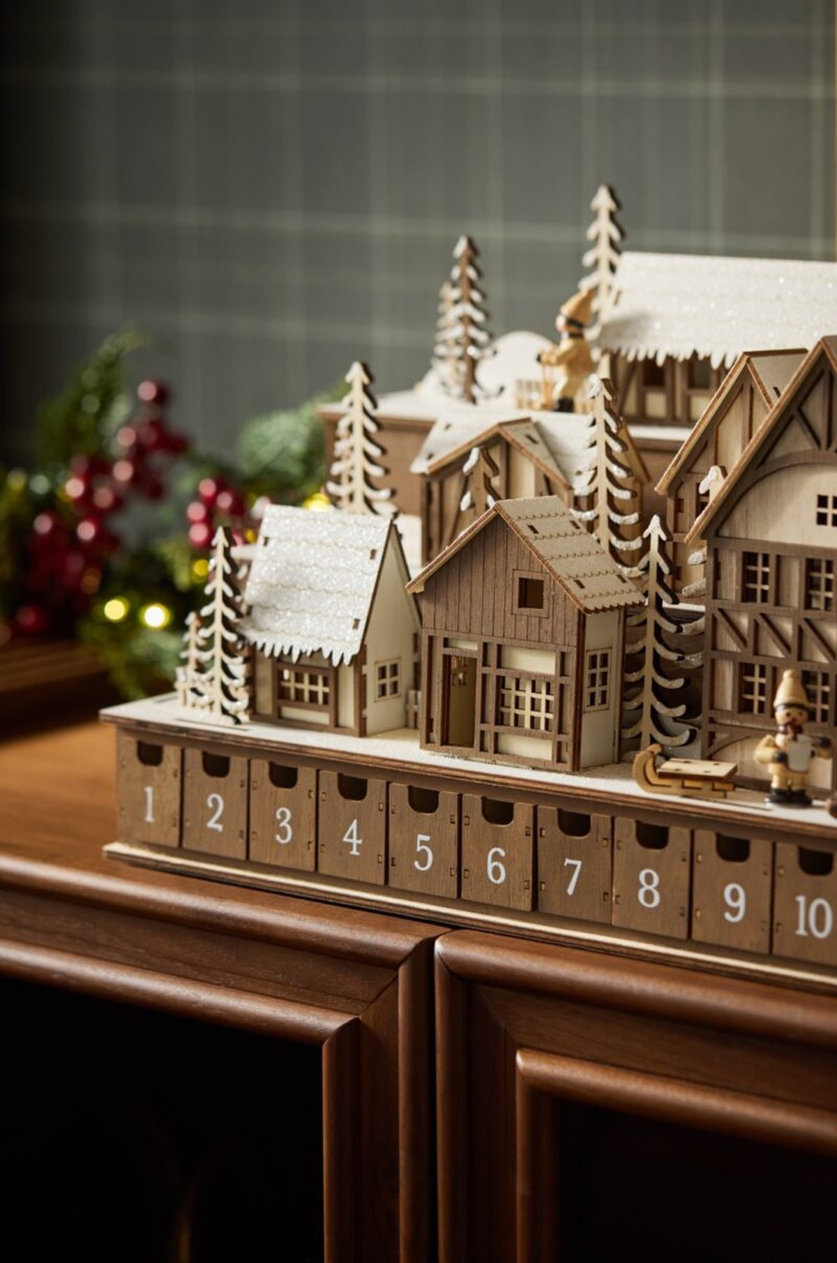 Crate and Barrel Aspen Village mini advent calendar with lights